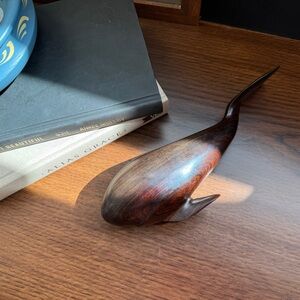 Mid Century Hand carved Ironwood Whale Sculpture